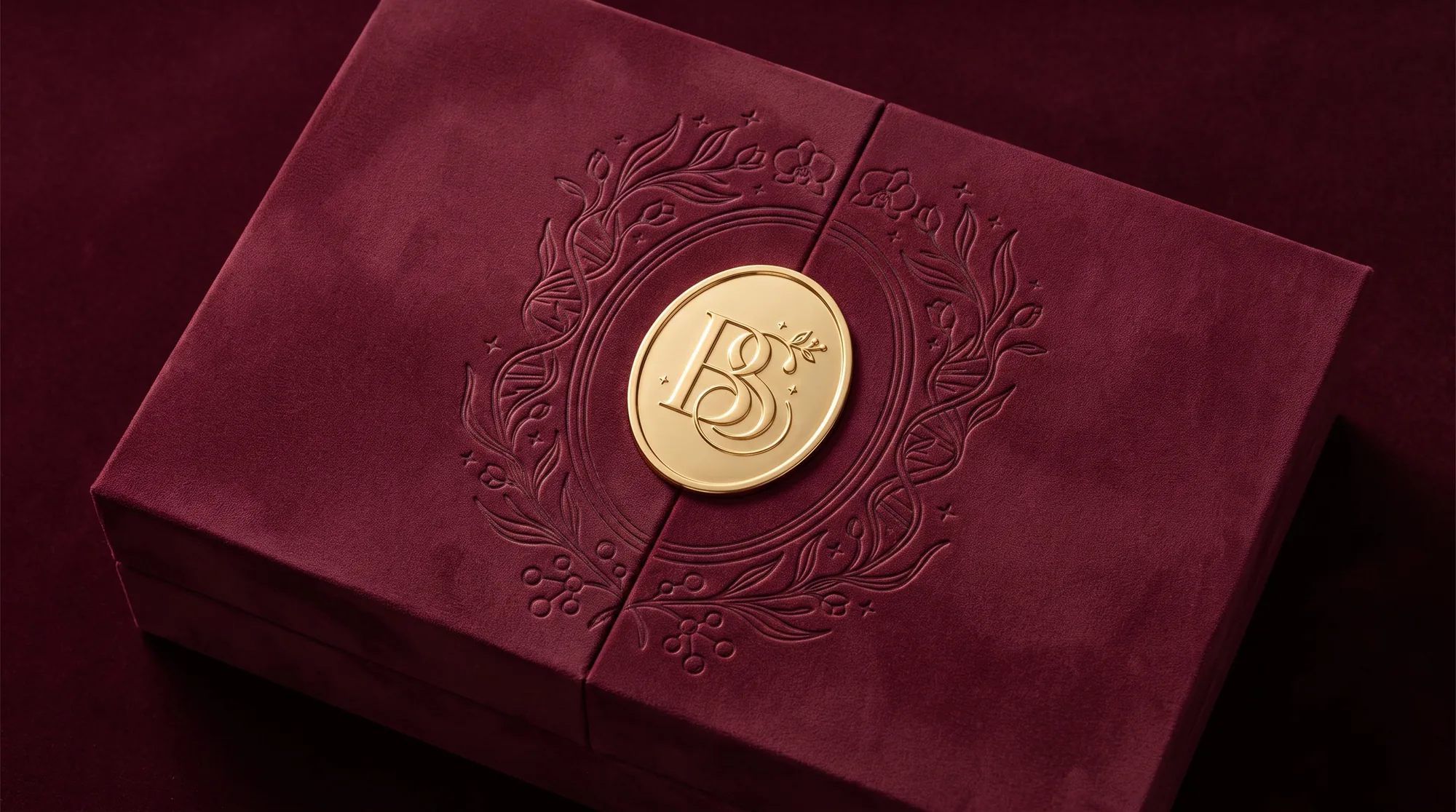 Formatura Babi: caixa de veludo com o brasão em relevo e lacre dourado